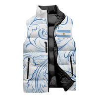 Custom Argentina Football Sleeveless Puffer Jacket Artistic Pattern-Paintings Inspired White Color - Wonder Print Shop