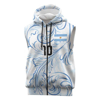 Custom Argentina Football Sleeveless Zip Hoodie Artistic Pattern-Paintings Inspired White Color - Wonder Print Shop