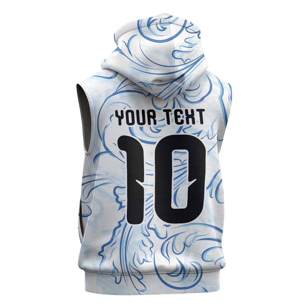 Custom Argentina Football Sleeveless Zip Hoodie Artistic Pattern-Paintings Inspired White Color - Wonder Print Shop