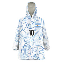 Custom Argentina Football Wearable Blanket Hoodie Artistic Pattern-Paintings Inspired White Color - Wonder Print Shop