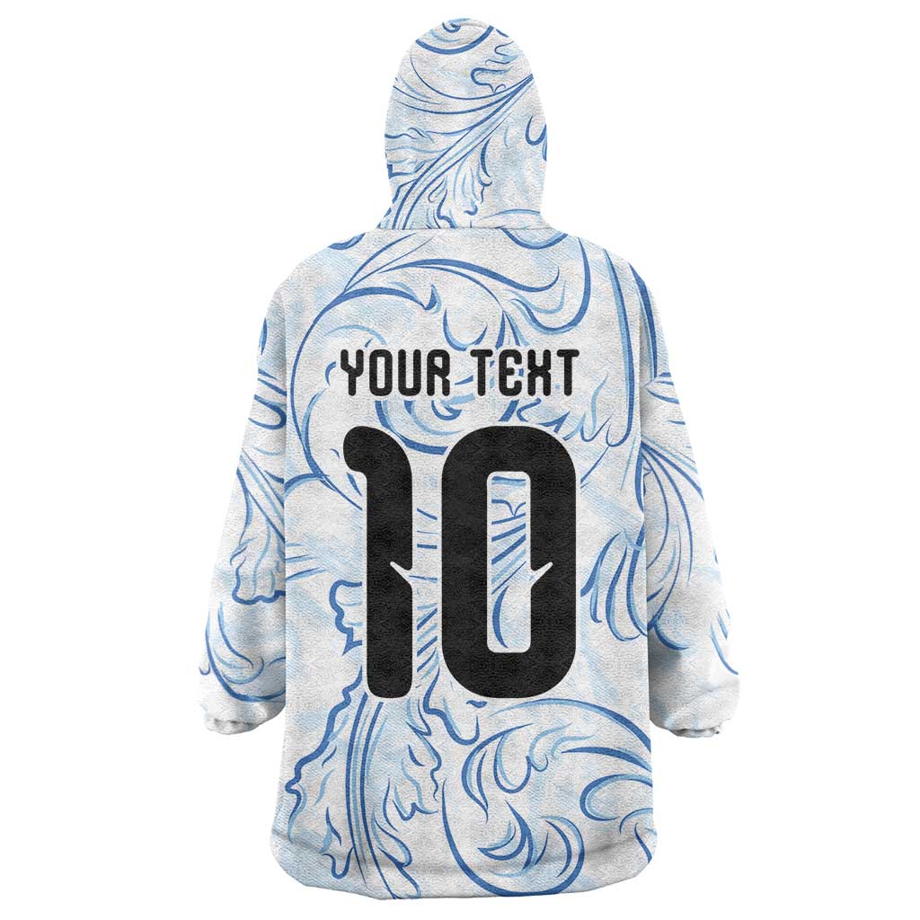 Custom Argentina Football Wearable Blanket Hoodie Artistic Pattern-Paintings Inspired White Color - Wonder Print Shop