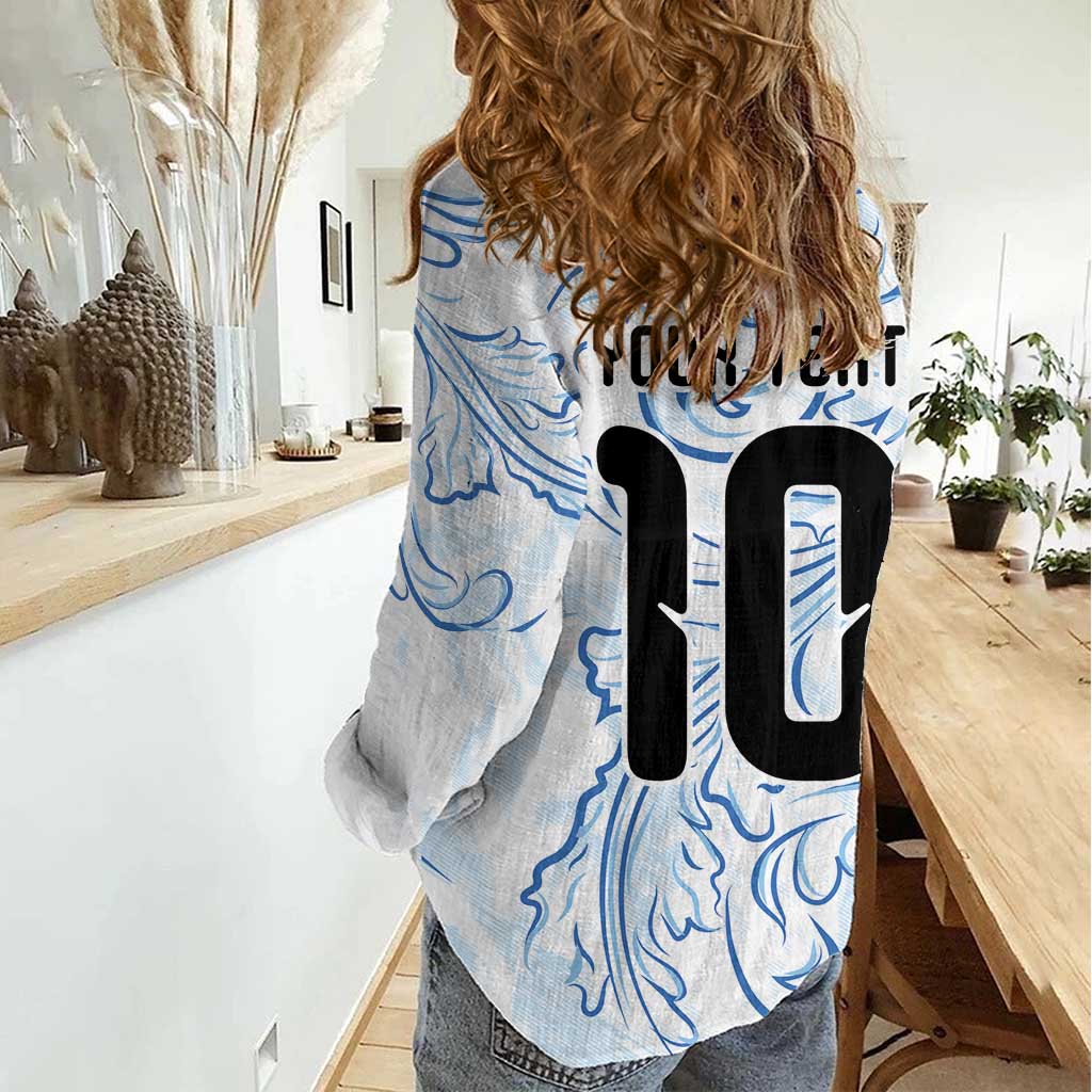 Custom Argentina Football Women Casual Shirt Artistic Pattern-Paintings Inspired White Color - Wonder Print Shop