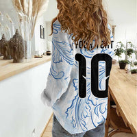 Custom Argentina Football Women Casual Shirt Artistic Pattern-Paintings Inspired White Color - Wonder Print Shop