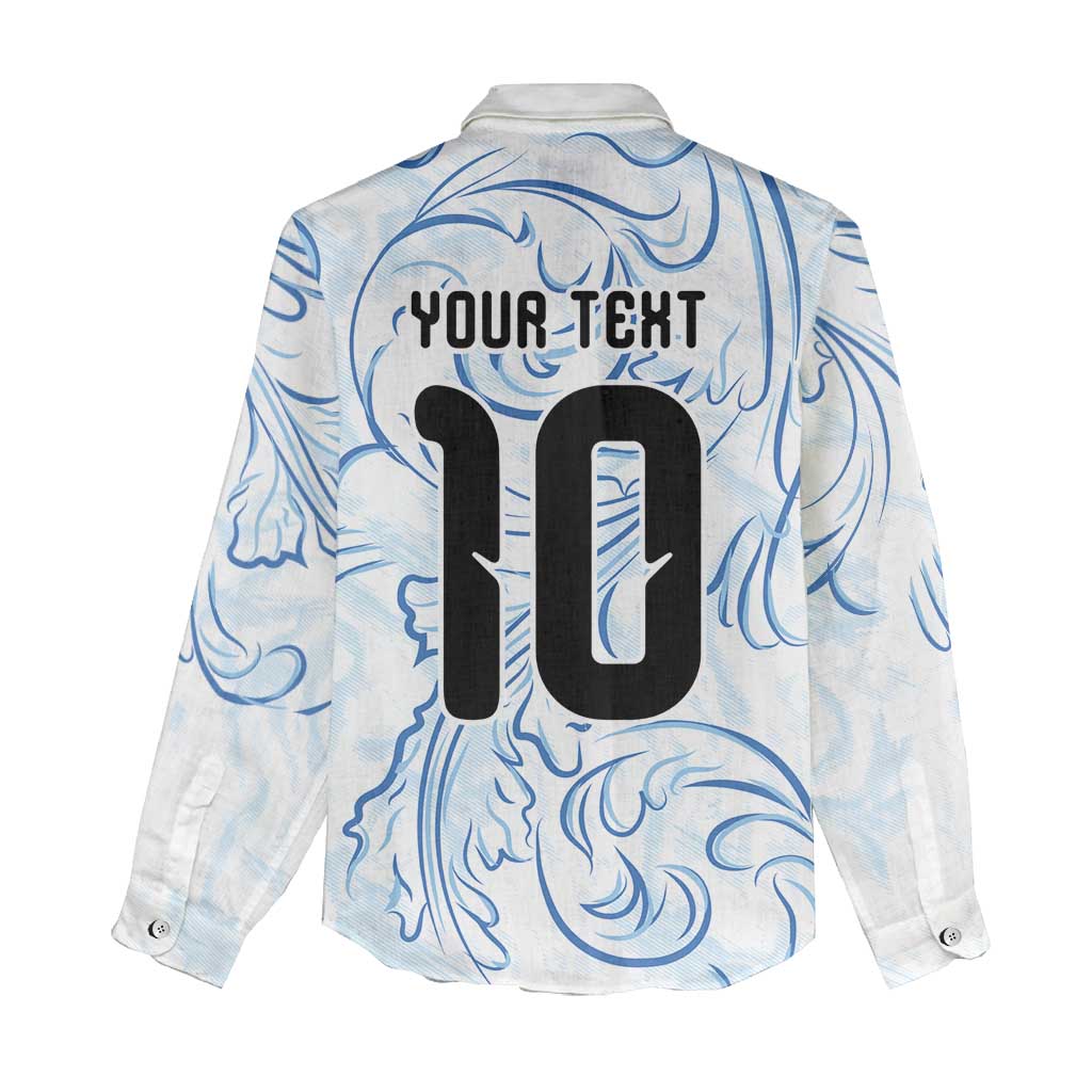 Custom Argentina Football Women Casual Shirt Artistic Pattern-Paintings Inspired White Color - Wonder Print Shop