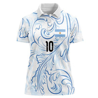 Custom Argentina Football Women Polo Shirt Artistic Pattern-Paintings Inspired White Color - Wonder Print Shop