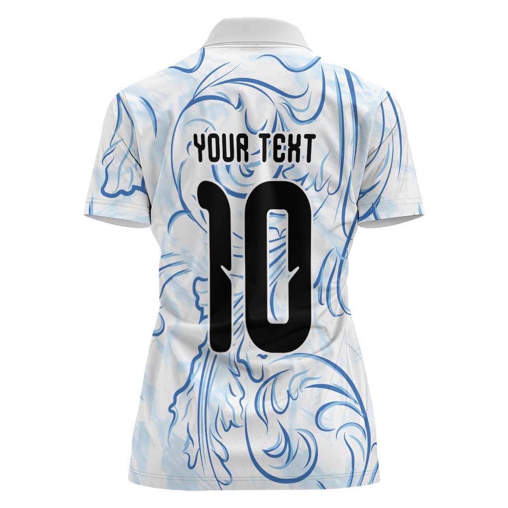 Custom Argentina Football Women Polo Shirt Artistic Pattern-Paintings Inspired White Color - Wonder Print Shop