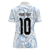 Custom Argentina Football Women Polo Shirt Artistic Pattern-Paintings Inspired White Color - Wonder Print Shop