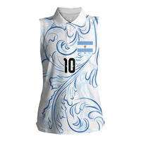 Custom Argentina Football Women Sleeveless Polo Shirt Artistic Pattern-Paintings Inspired White Color - Wonder Print Shop