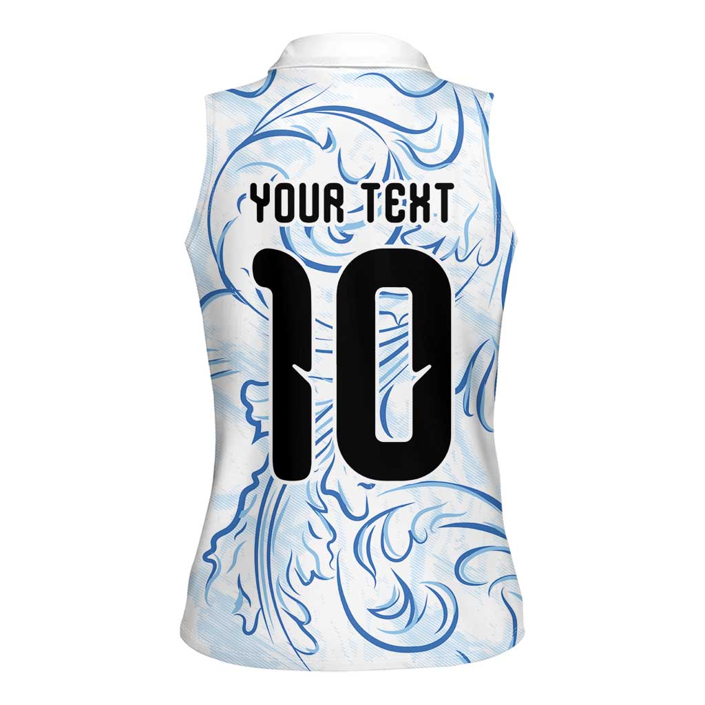 Custom Argentina Football Women Sleeveless Polo Shirt Artistic Pattern-Paintings Inspired White Color - Wonder Print Shop