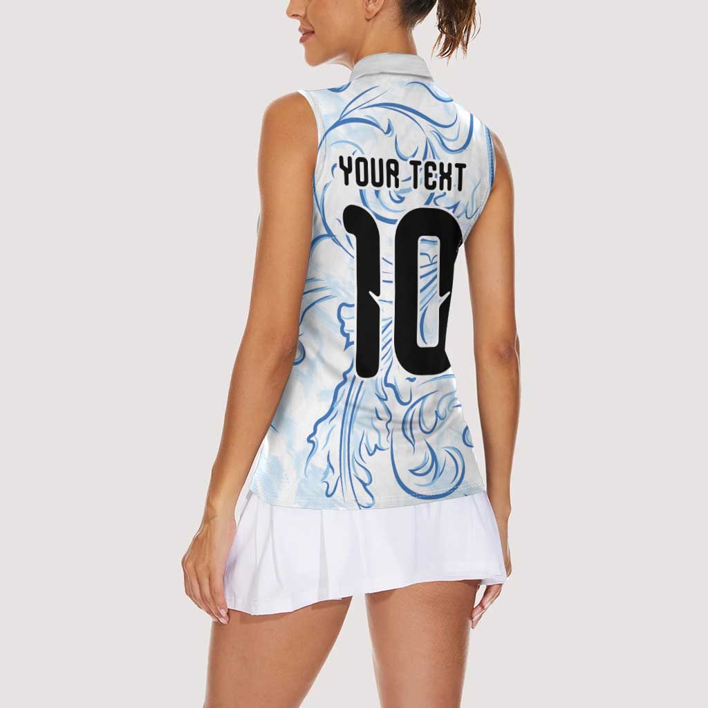 Custom Argentina Football Women Sleeveless Polo Shirt Artistic Pattern-Paintings Inspired White Color - Wonder Print Shop
