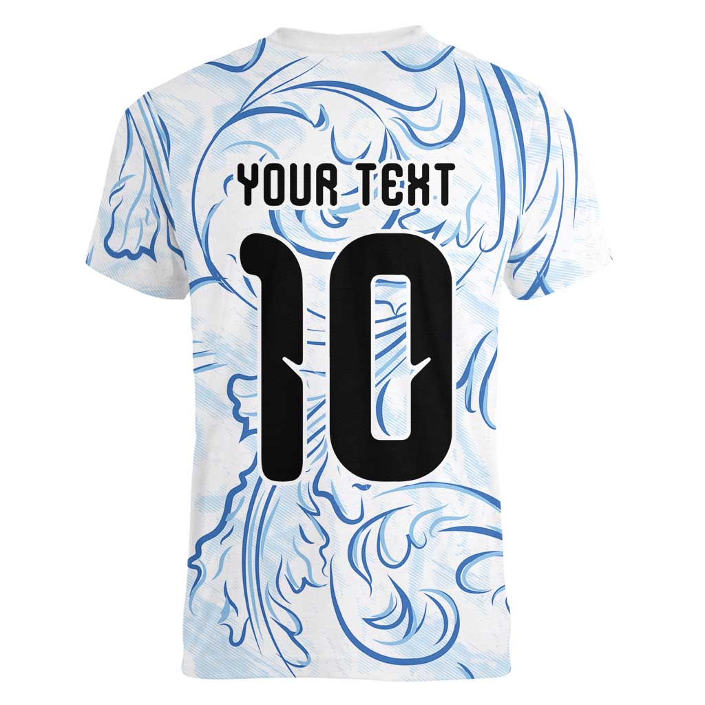Custom Argentina Football Women V-Neck T-Shirt Artistic Pattern-Paintings Inspired White Color - Wonder Print Shop