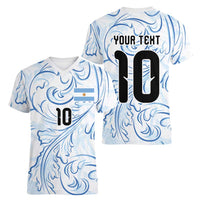 Custom Argentina Football Women V-Neck T-Shirt Artistic Pattern-Paintings Inspired White Color - Wonder Print Shop