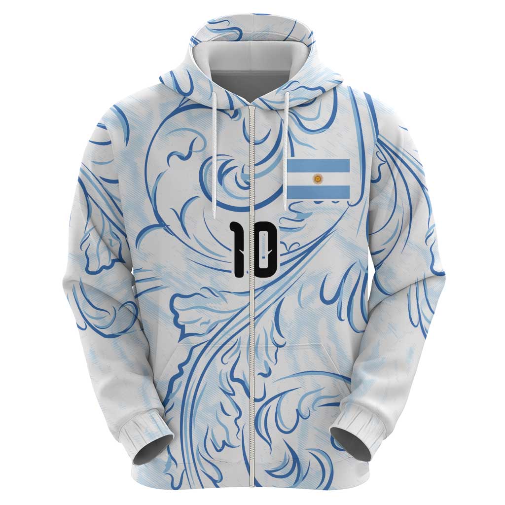 Custom Argentina Football Zip Hoodie Artistic Pattern-Paintings Inspired White Color - Wonder Print Shop
