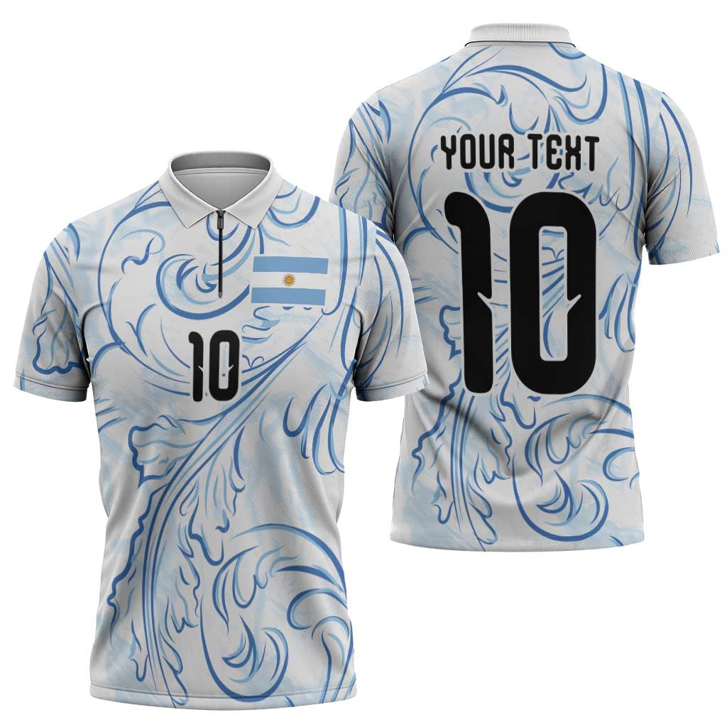 Custom Argentina Football Zipper Polo Shirt Artistic Pattern-Paintings Inspired White Color - Wonder Print Shop
