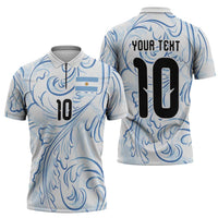 Custom Argentina Football Zipper Polo Shirt Artistic Pattern-Paintings Inspired White Color - Wonder Print Shop