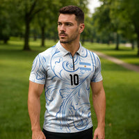 Custom Argentina Football Zipper Polo Shirt Artistic Pattern-Paintings Inspired White Color - Wonder Print Shop
