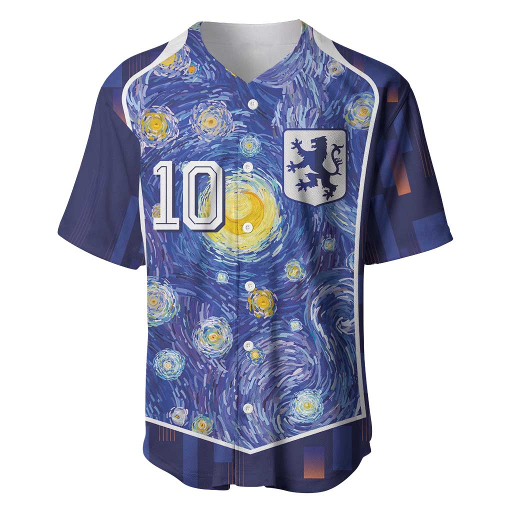 Custom Netherlands Football Baseball Jersey Starry Night Inspired-Sporty Style - Wonder Print Shop