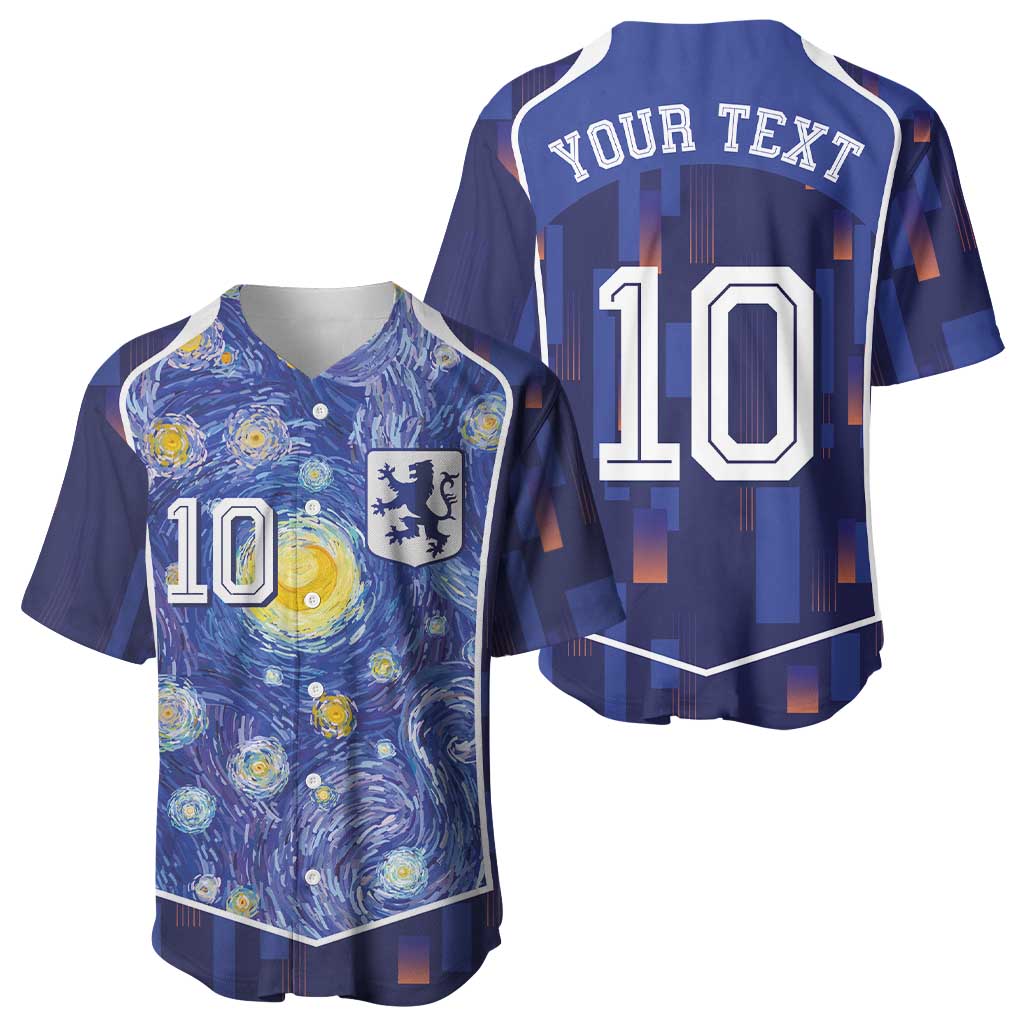 Custom Netherlands Football Baseball Jersey Starry Night Inspired-Sporty Style - Wonder Print Shop
