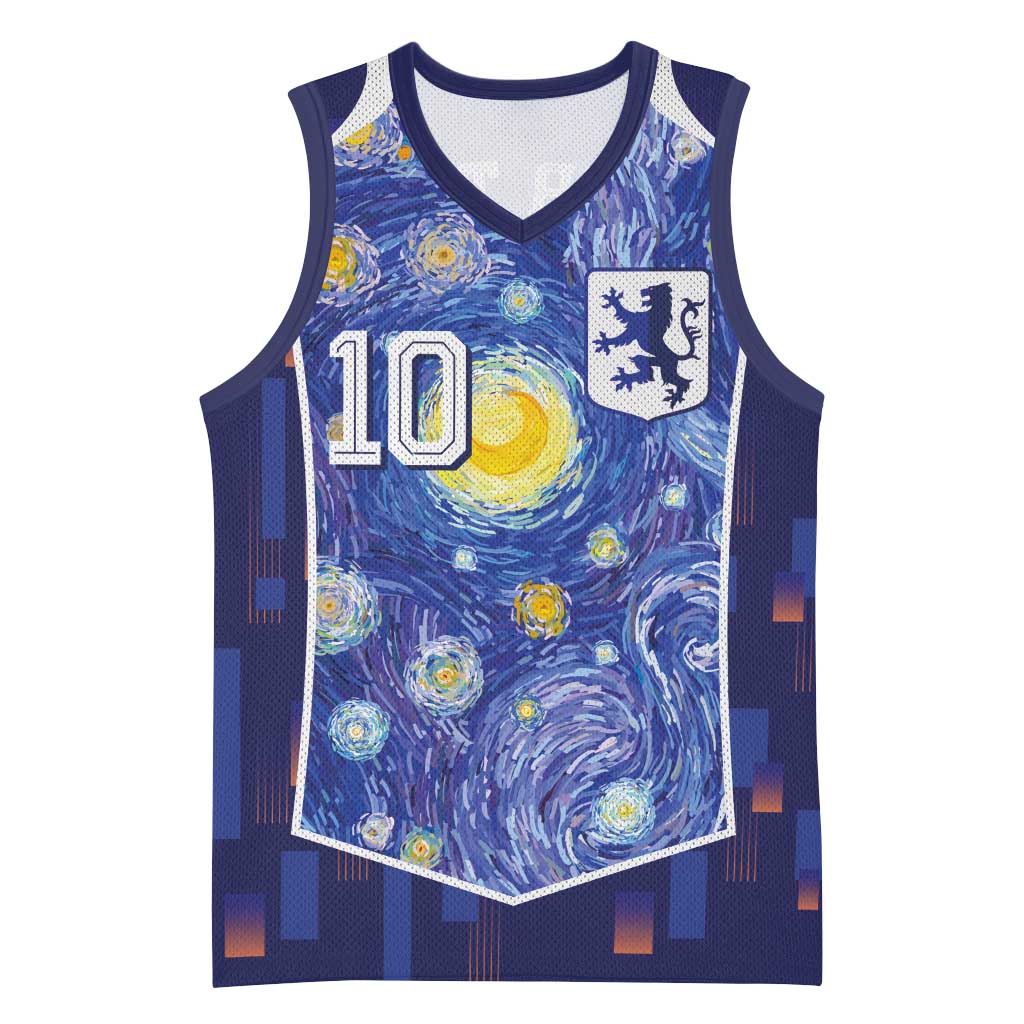 Custom Netherlands Football Basketball Jersey Starry Night Inspired-Sporty Style - Wonder Print Shop