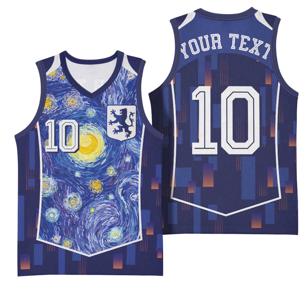 Custom Netherlands Football Basketball Jersey Starry Night Inspired-Sporty Style - Wonder Print Shop
