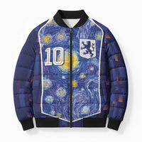 Custom Netherlands Football Bomber Puffer Jacket Starry Night Inspired-Sporty Style - Wonder Print Shop
