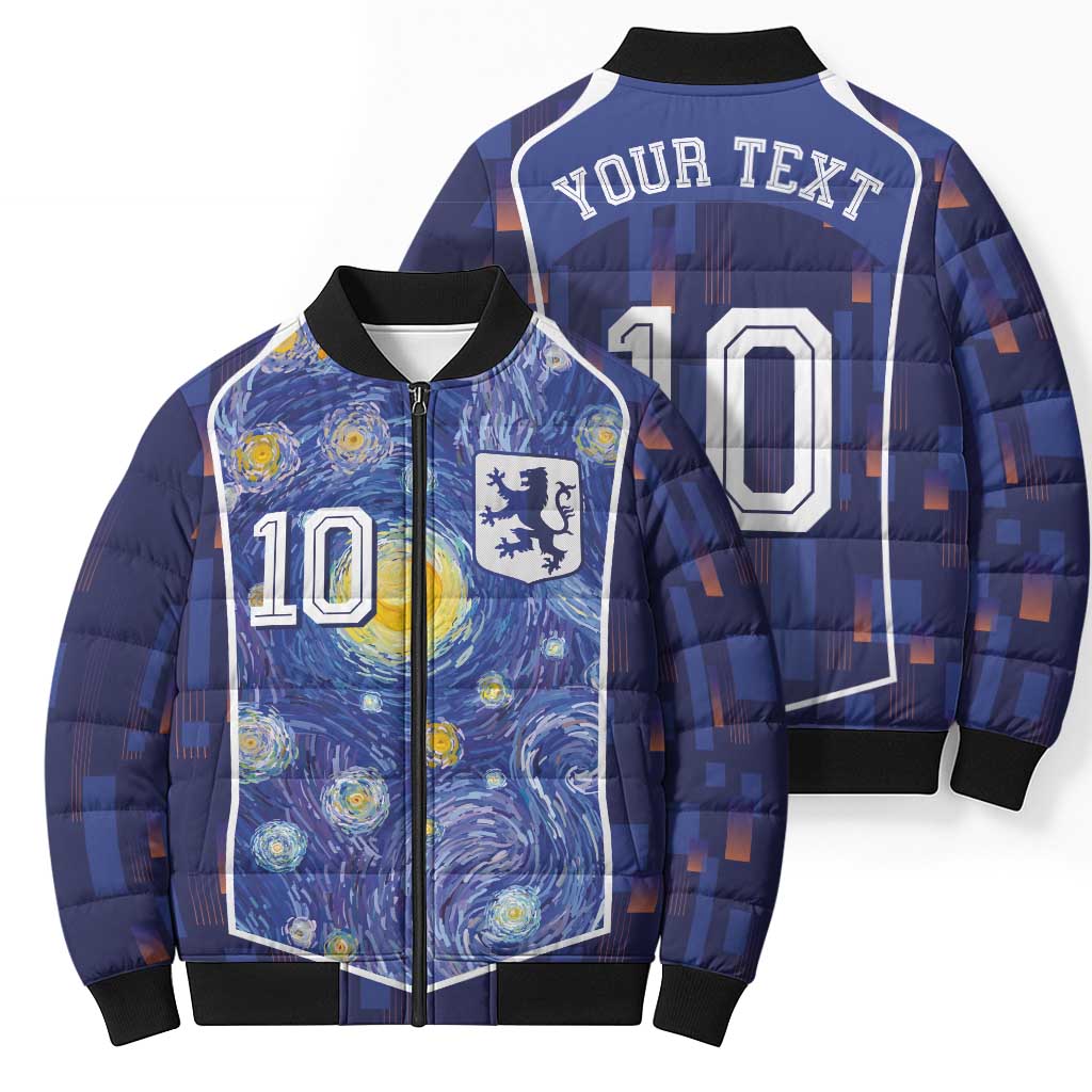 Custom Netherlands Football Bomber Puffer Jacket Starry Night Inspired-Sporty Style - Wonder Print Shop