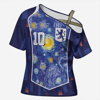 Custom Netherlands Football Cross Shoulder Shirt Starry Night Inspired-Sporty Style - Wonder Print Shop