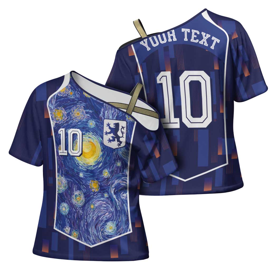 Custom Netherlands Football Cross Shoulder Shirt Starry Night Inspired-Sporty Style - Wonder Print Shop