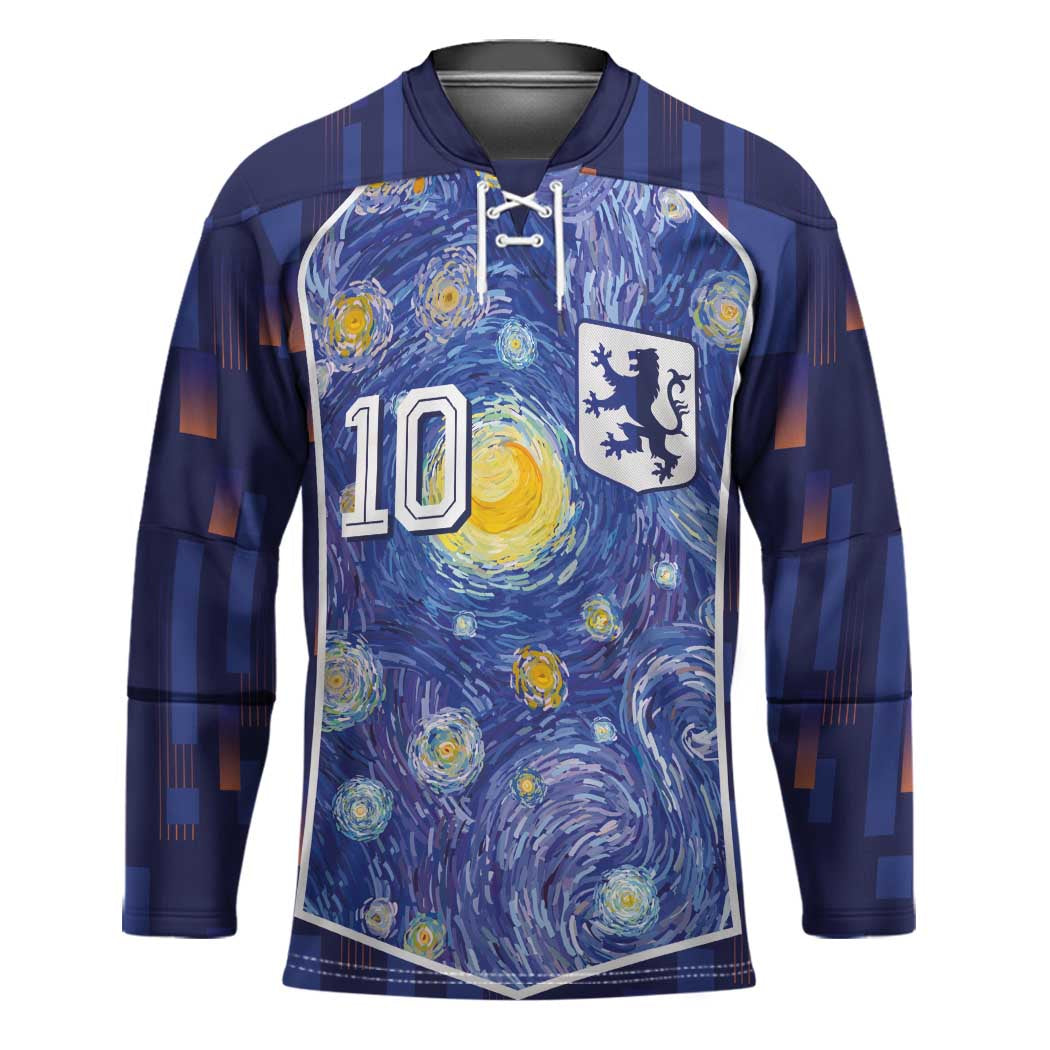 Custom Netherlands Football Hockey Jersey Starry Night Inspired-Sporty Style - Wonder Print Shop