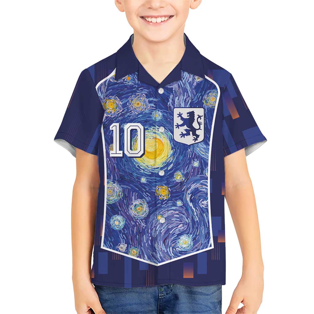 Custom Netherlands Football Kid Hawaiian Shirt Starry Night Inspired-Sporty Style - Wonder Print Shop