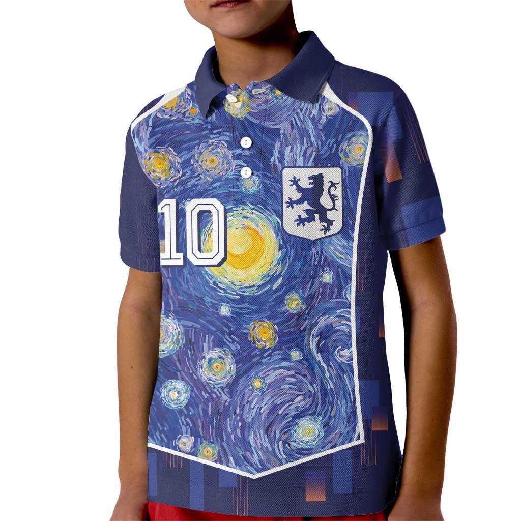 Custom Netherlands Football Kid Polo Shirt Starry Night Inspired-Sporty Style - Wonder Print Shop