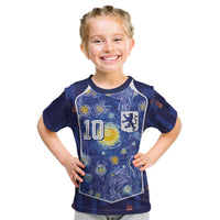 Custom Netherlands Football Kid T Shirt Starry Night Inspired-Sporty Style - Wonder Print Shop