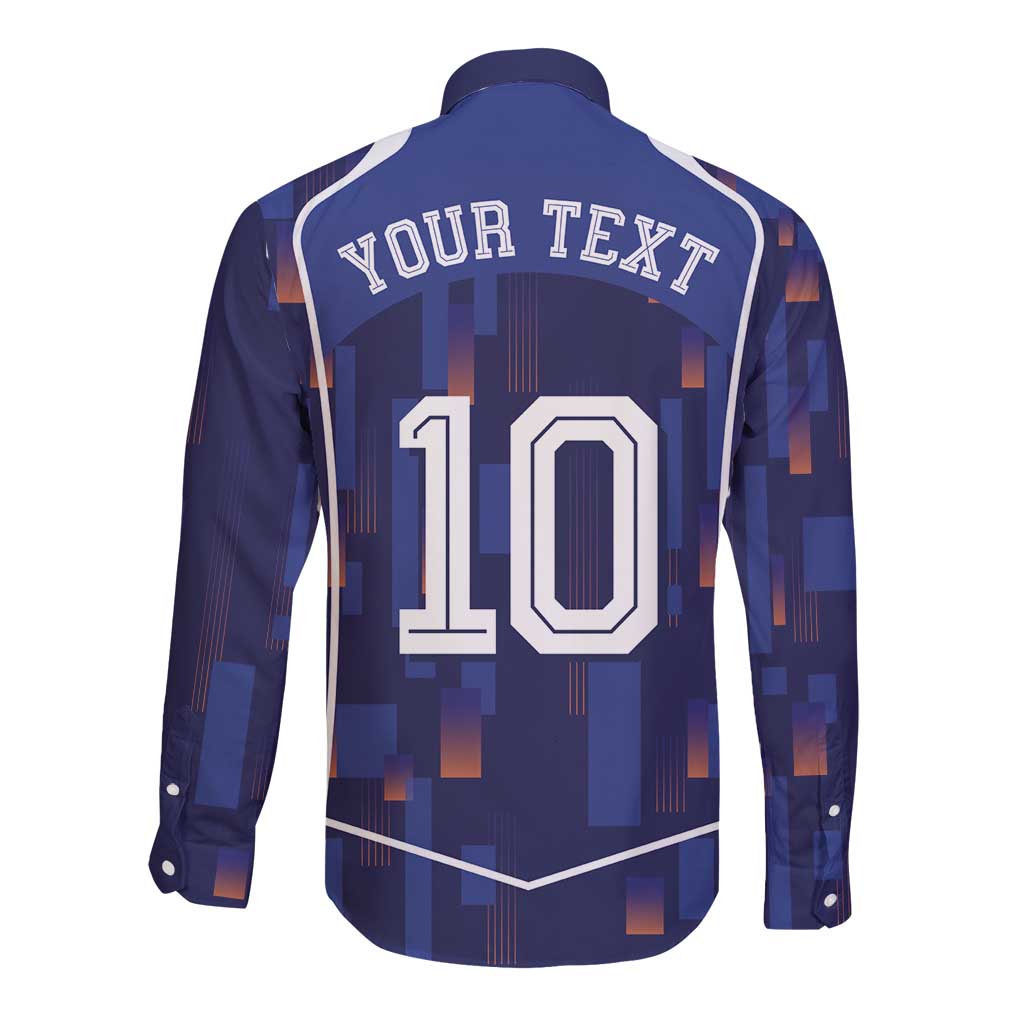 Custom Netherlands Football Long Sleeve Button Shirt Starry Night Inspired-Sporty Style - Wonder Print Shop