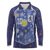 Custom Netherlands Football Long Sleeve Polo Shirt Starry Night Inspired-Sporty Style - Wonder Print Shop