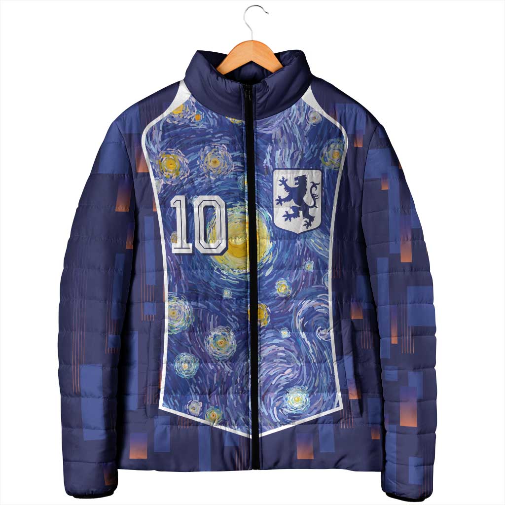 Custom Netherlands Football Padded Jacket Starry Night Inspired-Sporty Style - Wonder Print Shop