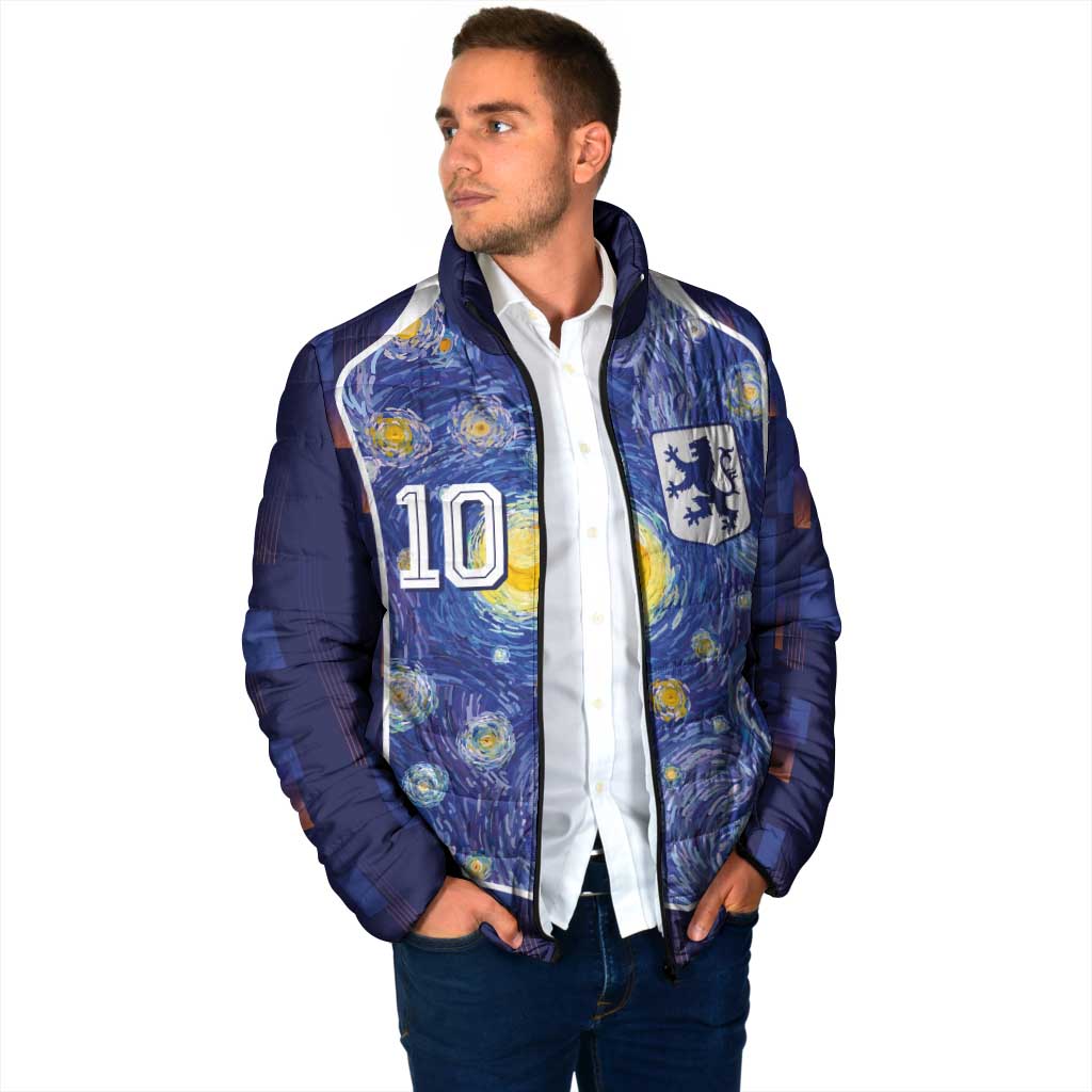 Custom Netherlands Football Padded Jacket Starry Night Inspired-Sporty Style - Wonder Print Shop