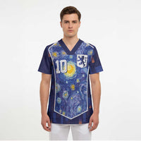 Custom Netherlands Football Scrub Top Starry Night Inspired-Sporty Style - Wonder Print Shop