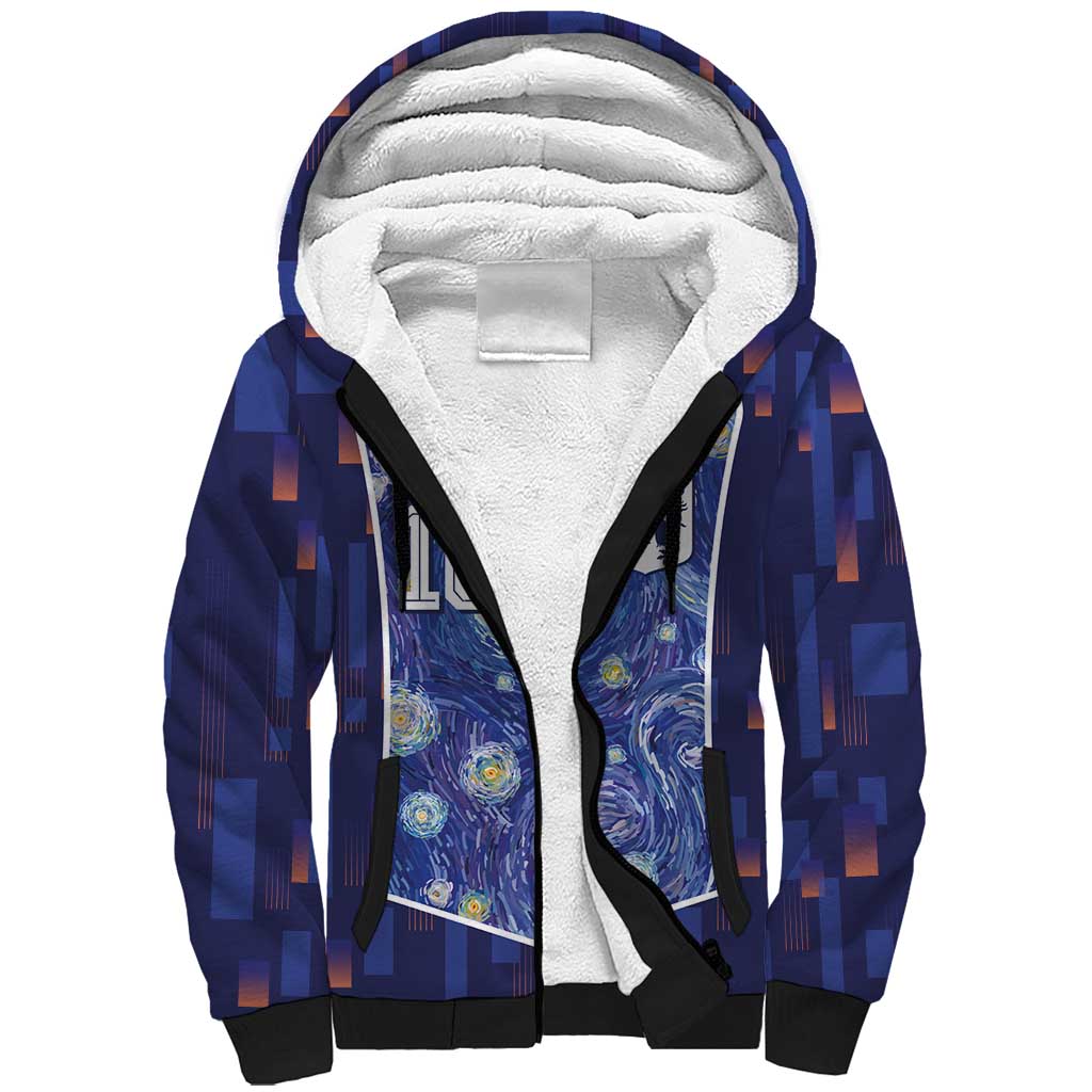 Custom Netherlands Football Sherpa Hoodie Starry Night Inspired-Sporty Style - Wonder Print Shop