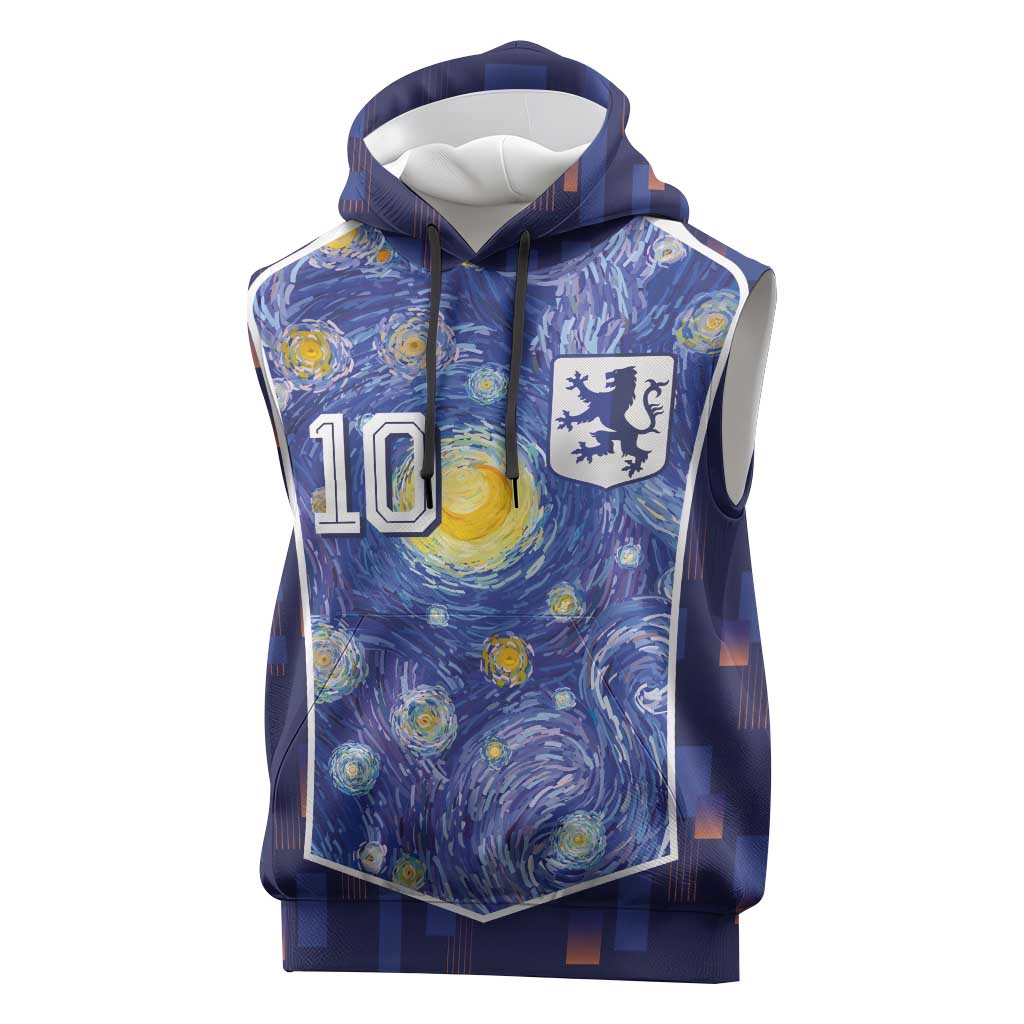 Custom Netherlands Football Sleeveless Hoodie Starry Night Inspired-Sporty Style - Wonder Print Shop