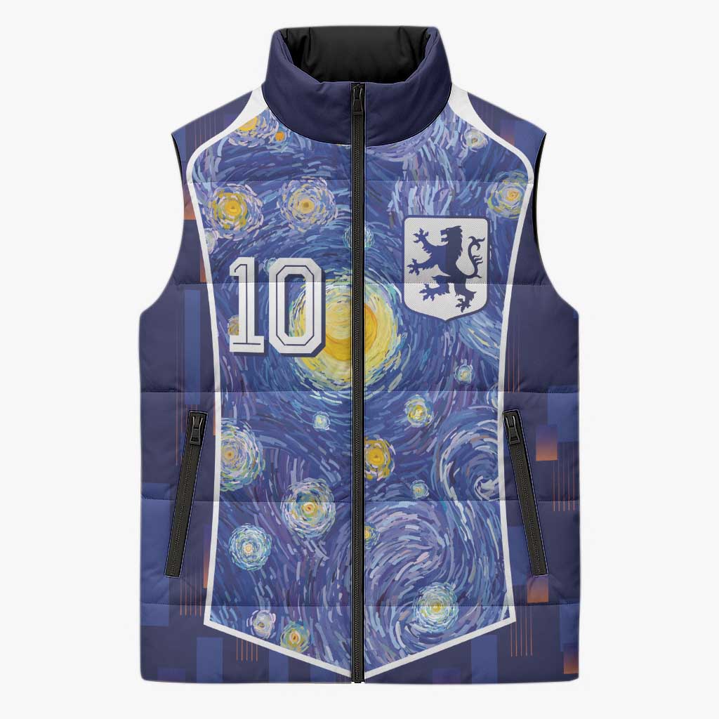 Custom Netherlands Football Sleeveless Puffer Jacket Starry Night Inspired-Sporty Style - Wonder Print Shop