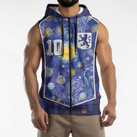 Custom Netherlands Football Sleeveless Zip Hoodie Starry Night Inspired-Sporty Style - Wonder Print Shop