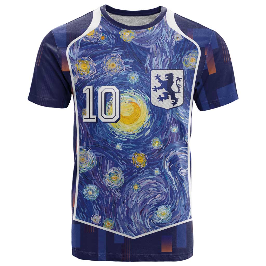 Custom Netherlands Football T Shirt Starry Night Inspired-Sporty Style - Wonder Print Shop