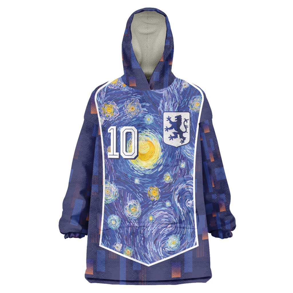 Custom Netherlands Football Wearable Blanket Hoodie Starry Night Inspired-Sporty Style - Wonder Print Shop