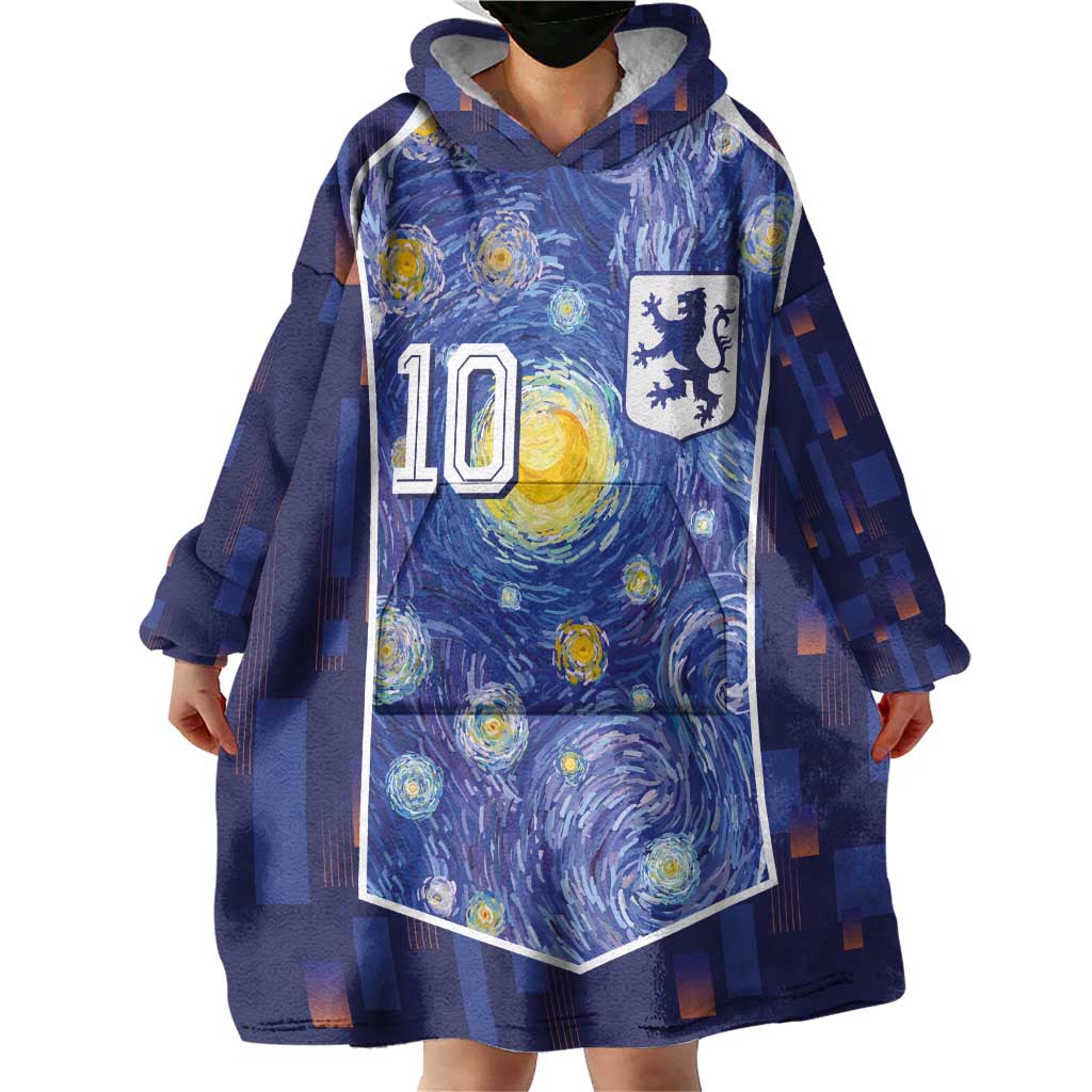 Custom Netherlands Football Wearable Blanket Hoodie Starry Night Inspired-Sporty Style - Wonder Print Shop