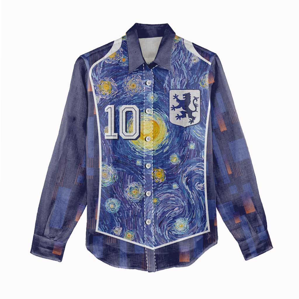 Custom Netherlands Football Women Casual Shirt Starry Night Inspired-Sporty Style - Wonder Print Shop