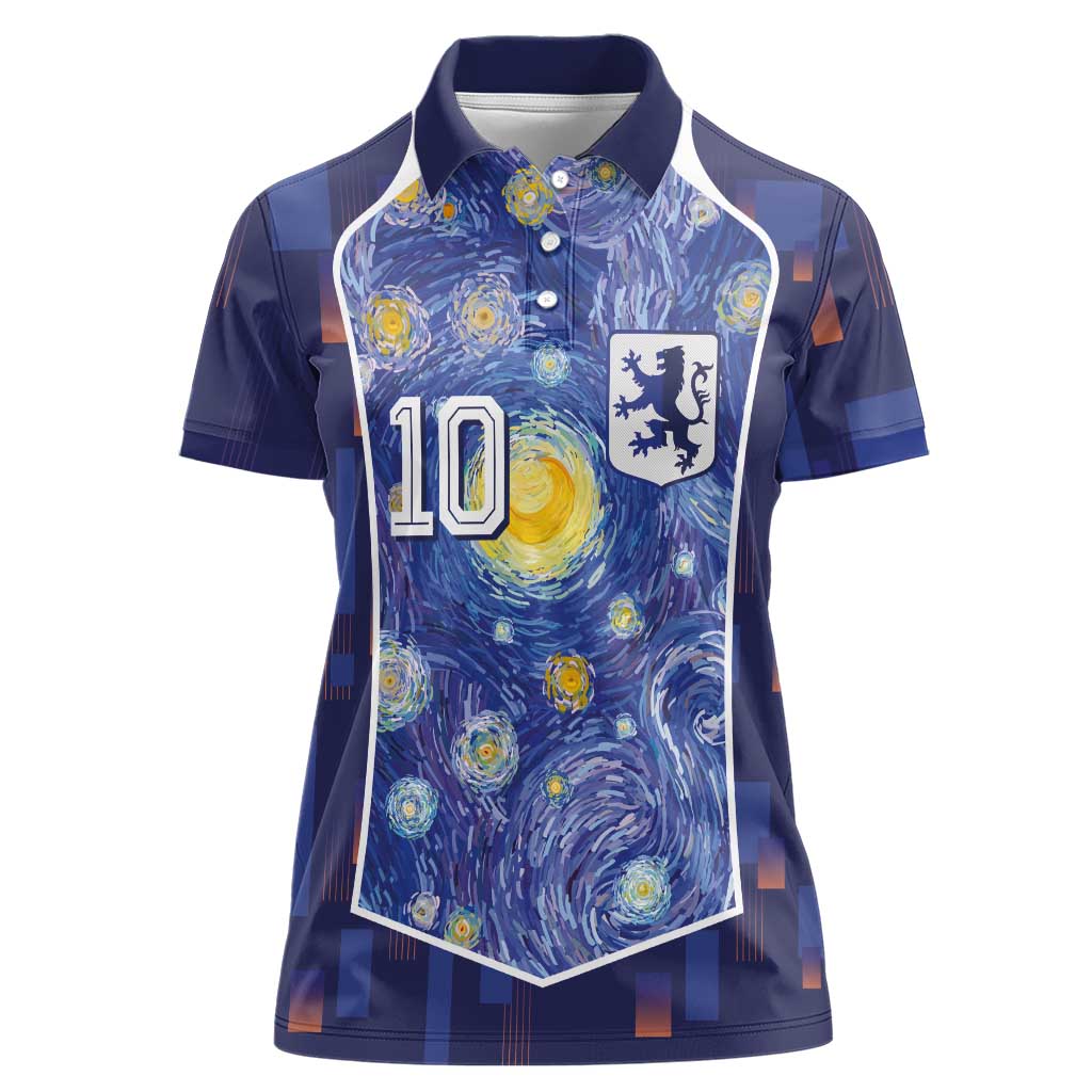Custom Netherlands Football Women Polo Shirt Starry Night Inspired-Sporty Style - Wonder Print Shop