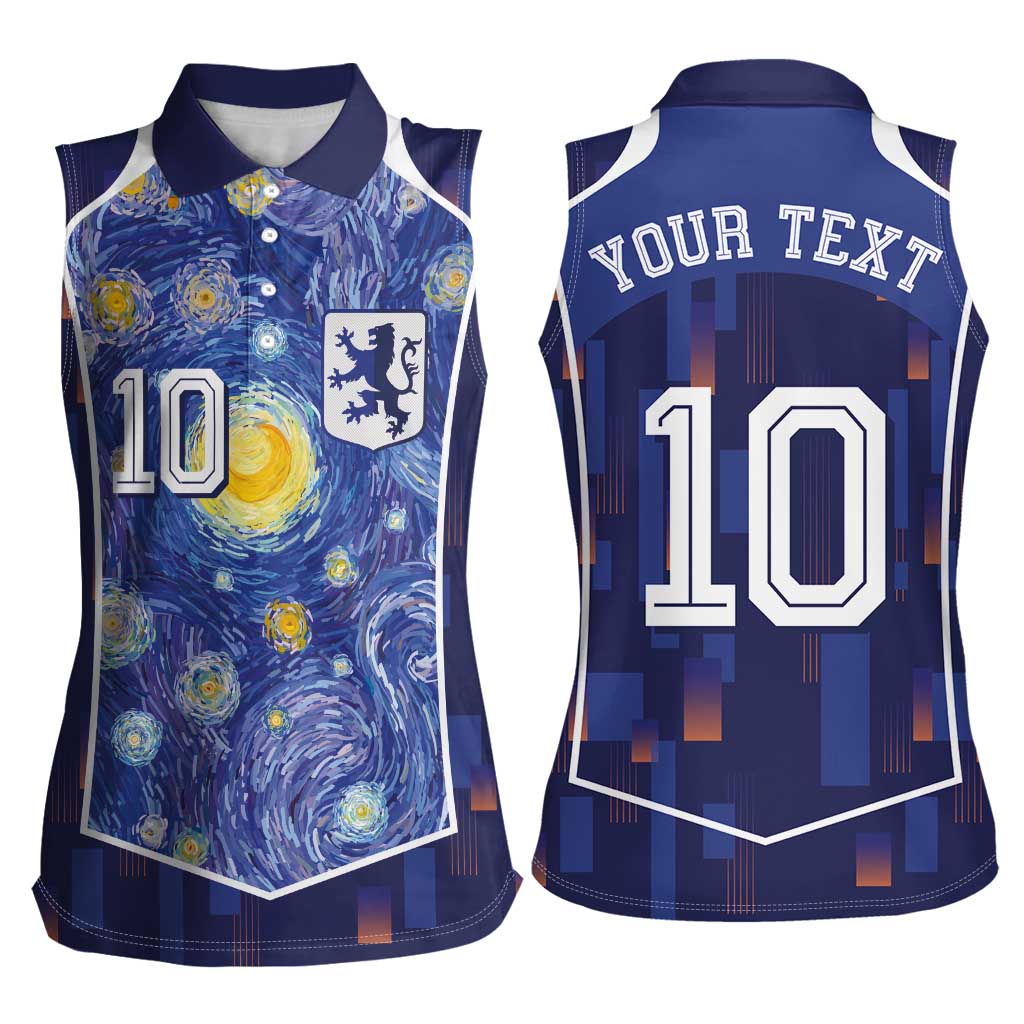 Custom Netherlands Football Women Sleeveless Polo Shirt Starry Night Inspired-Sporty Style - Wonder Print Shop