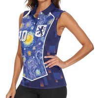 Custom Netherlands Football Women Sleeveless Polo Shirt Starry Night Inspired-Sporty Style - Wonder Print Shop