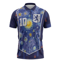 Custom Netherlands Football Zipper Polo Shirt Starry Night Inspired-Sporty Style - Wonder Print Shop