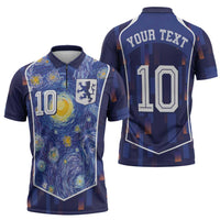 Custom Netherlands Football Zipper Polo Shirt Starry Night Inspired-Sporty Style - Wonder Print Shop